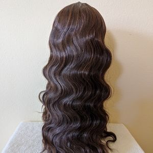 24" Dark Brown With High Lights Lace Front Wig